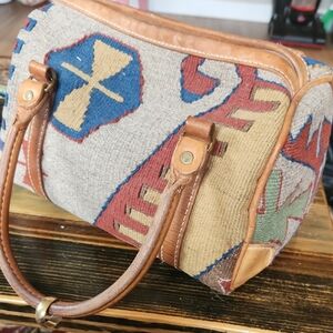 Bohemian Tan and Multicolor Women's Shoulder Bag
